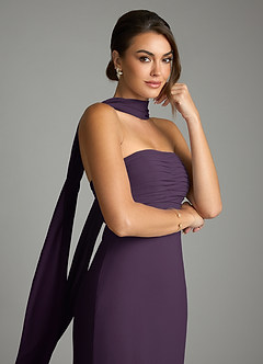 Azazie Saylor Vestidos de damas de honor Vestido de Ciruela de Gasa de Corte Sirena con Sin tirantes image2