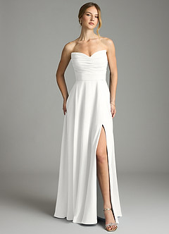 Azazie Ayla Abiti da Damigella Abito A-Line in Chiffon Scollo a Cuore Bianco image6