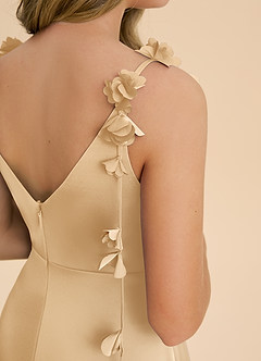 Azazie Gumdrop Junior Robe Empire en Satin extensible Plissée Or image6