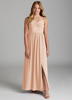 Azazie Zeya Junior Abito A-Line in Chiffon Rosa Inglese image1