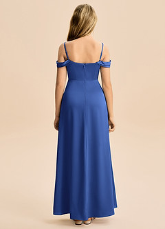 Azazie Lettie Junior A-Line Off-Shoulder Stræk satin Gulv-længde Junior brudepige Kjole image3