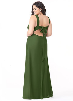 Azazie Christiana Bridesmaid Dresses Olive A-Line V-Neck Pleated Chiffon Dress image8