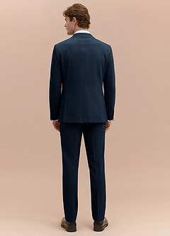 front Miles Navy Blue Seersucker Trousers Suit
