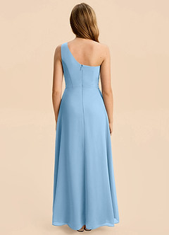 Azazie Emmie Junior Steel Blue A-Line Pleated Chiffon Dress image2