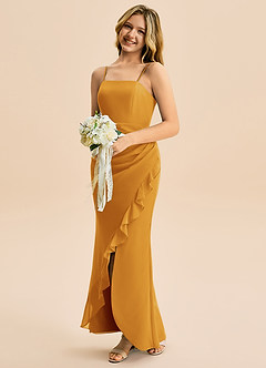 Azazie Buzzy Junior Osłona Pofałdowany Szyfon Długość podłogi Młodsza druhna Sukienka image3