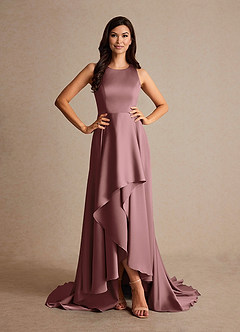 Azazie Niles Mother of the Bride Dresses Vintage Mauve A-Line Trains Stretch Satin Dress image5