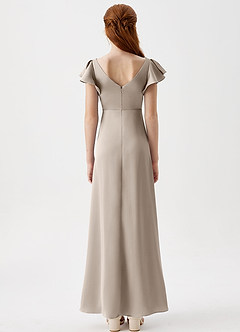 Azazie Omari Junior Frost A-Line Pleated Stretch Satin Dress image7