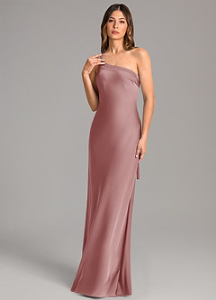 Azazie Monroe Bridesmaid Dresses Dusty Rose Mermaid One Shoulder Stretch Satin Dress image1