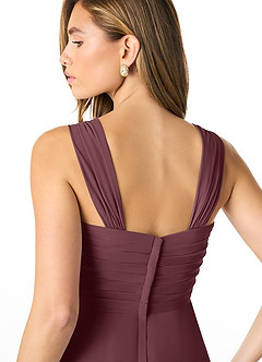 Azazie Kaitlynn Abiti da Damigella Abito Convertibile Impero in Chiffon Increspato Sangria image7