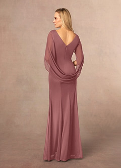 Azazie Belladonna Mother of the Bride Dresses Desert Rose Mermaid Scoop Pleated Mesh Dress image4