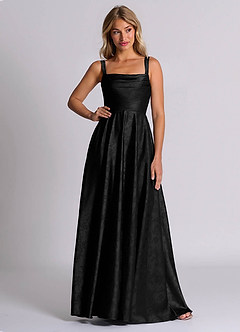 Azazie Shaude 신부 들러리 드레스 A라인 주름진 자카드 바닥 길이 드레스 image5