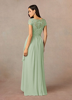 Azazie Lunda Mère de la mariée Robes Robe Trapèze en Mousseline de soie Dentelle Vert Sauge image4