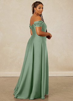 Christian Siriano Bridal for Azazie 1002 Bridesmaid Dresses Matcha A-Line Off the Shoulder Stretch Satin Convertible Dress image15