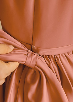 Azazie Sunray Flower Girl Dresses MAI TAI A-Line Spaghetti Strap Matte Satin Dress image5