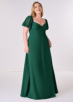 Barbie ♥ Azazie Bridesmaid Dresses Emerald A-Line Pleated Chiffon Dress image7