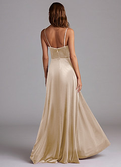 Azazie Moira Bridesmaid Dresses Champagne A-Line with Pockets Velvet Dress image2