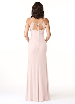 Azazie Reneya Bridesmaid Dresses Blushing Pink Mermaid Bow Mesh Dress image2