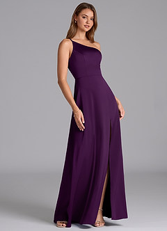 Azazie Trina Jurken voor bruidsmeisjes Jurk van Stretch Satijn met A-Lijn One-Shoulder Druif image4
