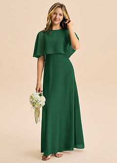Azazie Maris Junior Abito A-Line in Chiffon Verde Scuro image1