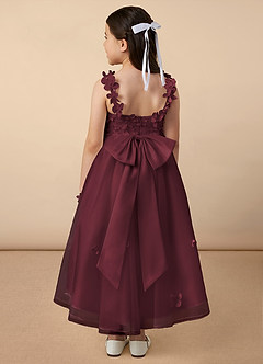 Azazie Ceres Flower Girl Dresses Cabernet Ball-Gown Lace Tulle Dress image4