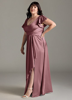 Azazie Omari Bridesmaid Dresses Vintage Mauve A-Line Stretch Satin Dress image11