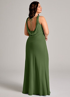 Azazie Rylina Bridesmaid Dresses Olive Mermaid Pleated Chiffon Dress image8