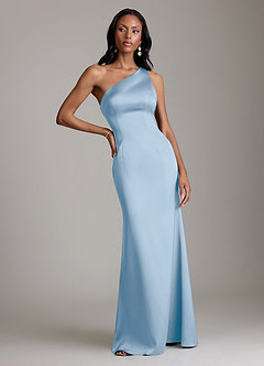 Azazie Voni Suknie dla druhen Syrena Jedno ramię Satyna elastyczna Do ziemi Sukienka image5