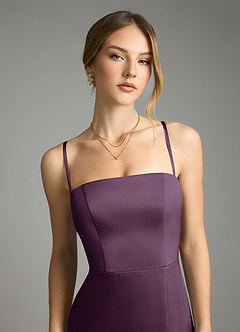 Azazie Wren Bridesmaid Dresses Plum A-Line Strapless Stretch Satin Convertible Dress image2