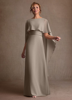 Azazie Marilla 신부의 어머니 드레스 A라인 주름진 쉬폰 플로어 길이 드레스 image1