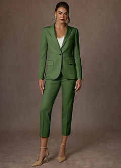 front Kennedy Olijf Gestructureerde stretchblazer