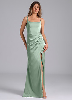 Azazie Donielle Bridesmaid Dresses Agave Mermaid Corset Stretch Satin Dress image4