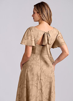 Azazie Kimber 신부 들러리 드레스 A라인 포켓이 있는 플로럴 번아웃 바닥 길이 드레스 image2