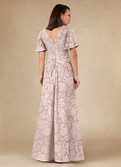 Azazie Emmeline Mother of the Bride Dresses Blushing Pink A-Line Pleated Floral Burnout Dress image5