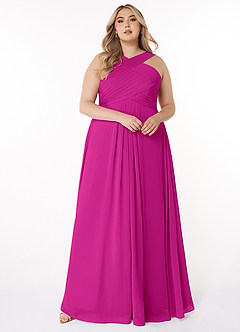 Azazie Kaleigh Bridesmaid Dresses Fuchsia A-Line Pleated Chiffon Dress image7