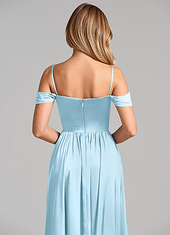 Azazie Raisa Brudtärnklänningar Klä av A-Linje i Stretch Satin Av axeln Himmelsblå image2