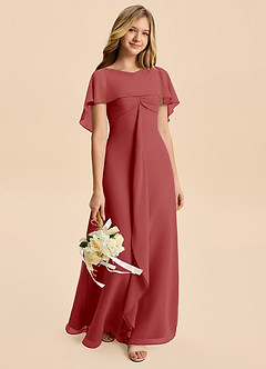 Azazie Selena Junior Rust A-Line Ruched Chiffon Dress image5