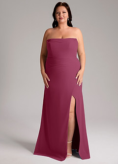 Azazie Leonis Bridesmaid Dresses Mulberry Sheath Strapless Chiffon Convertible Dress image11