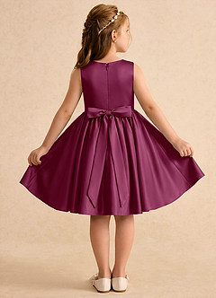 Azazie Prima vestidos de niña de las flores Vestido Mora de Satin Mate de Línea A con Lazo image2