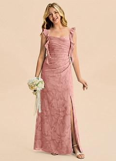 Azazie Jessamine Junior Rosette Mermaid Sweetheart Neckline Floral Burnout Dress image1