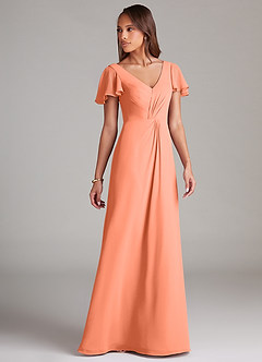 Azazie Soren Bridesmaid Dresses Sunset A-Line Ruched Chiffon Dress image4