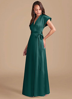 Azazie Nico Vestidos de damas de honor Vestido de Pino de Satén Metálico de Corte en A con Plisado image3