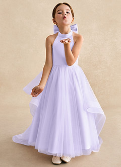 Azazie Bev Flower Girl Dresses Lilac A-Line Convertible Tulle Dress image4