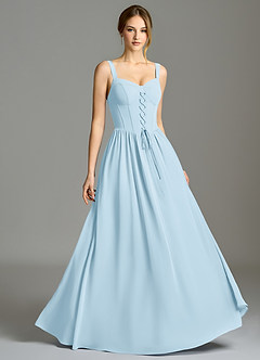 Azazie Porscha 신부 들러리 드레스 A라인 스윗하트 네크라인 쉬폰 바닥 길이 드레스 image5