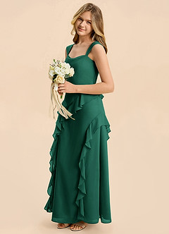 Azazie Sloane Junior Emerald A-Line Sweetheart Neckline Chiffon Dress image5