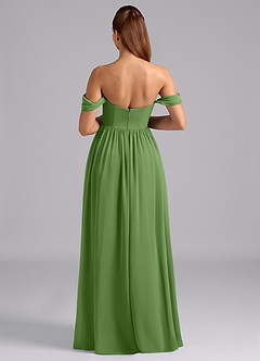 Azazie Saige Robes de demoiselle d'honneur de maternité Robe Trapèze Plissée Longueur ras du sol Mousseline de soie image2
