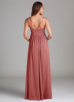 Azazie Emree Robes de demoiselle d'honneur de maternité Robe Trapèze avec poches Longueur ras du sol Satin extensible image2