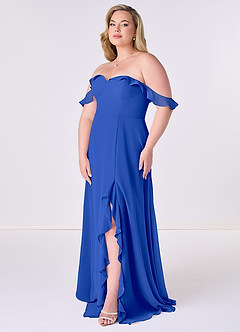 Barbie ♥ Azazie Final Sale Royal Blue A-Line Off the Shoulder Chiffon Convertible Dress image9