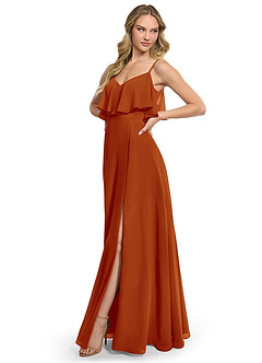 Azazie Jean Bridesmaid Dresses Paprika A-Line Chiffon Convertible Dress image3