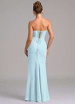Azazie Sorrel Robes de demoiselle d'honneur Robe Sirène en Mousseline de soie Corset Bleu Nuage image2