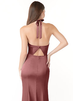 Azazie Emeria Bridesmaid Dresses Amethyst Mermaid Pleated Stretch Satin Dress image3